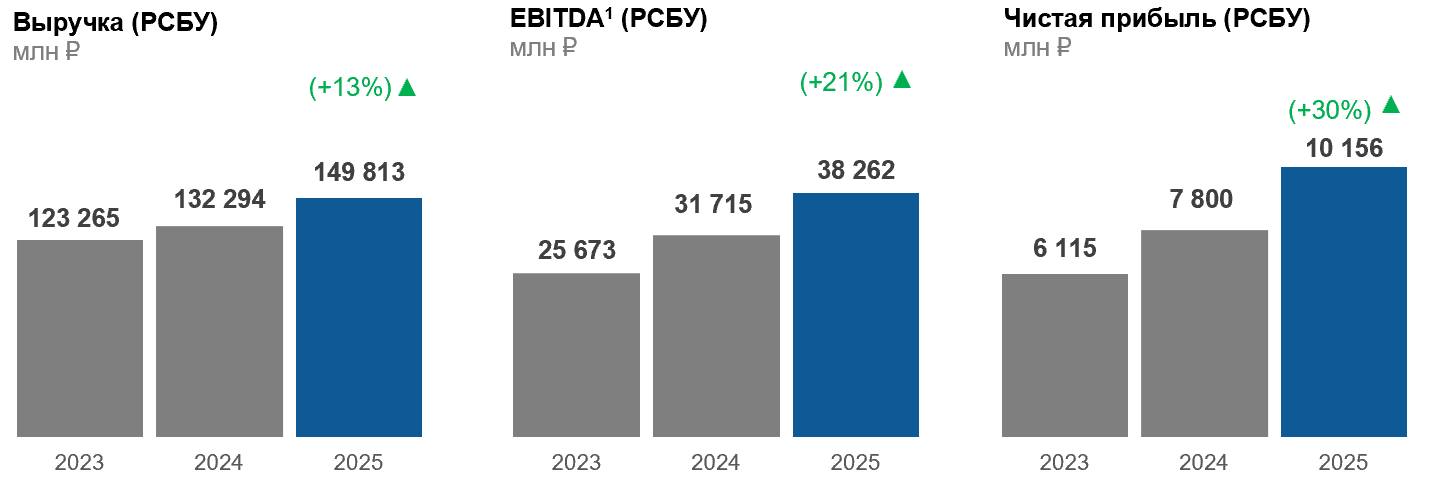 Ключевые цифры за 2025 год (выручка, EBITDA, чистая прибыль)